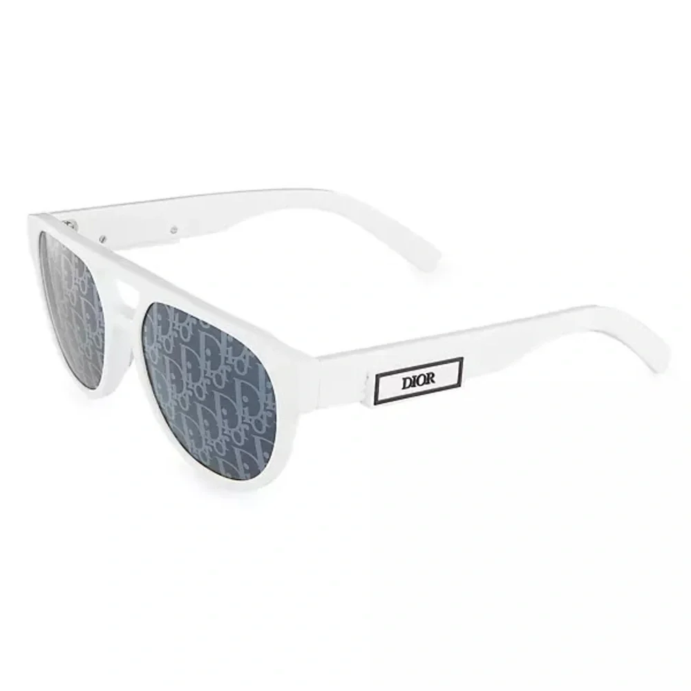 DiorB23 R1I Monogram Logo Blue Mirrored Pantos Sunglasses
